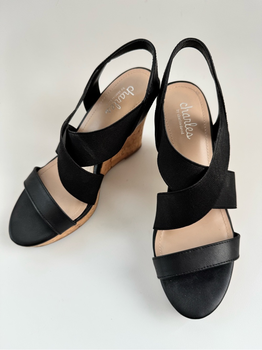 Charles by Charles David Lupita Black Strappy Wedges Women’s 7.5 With Box